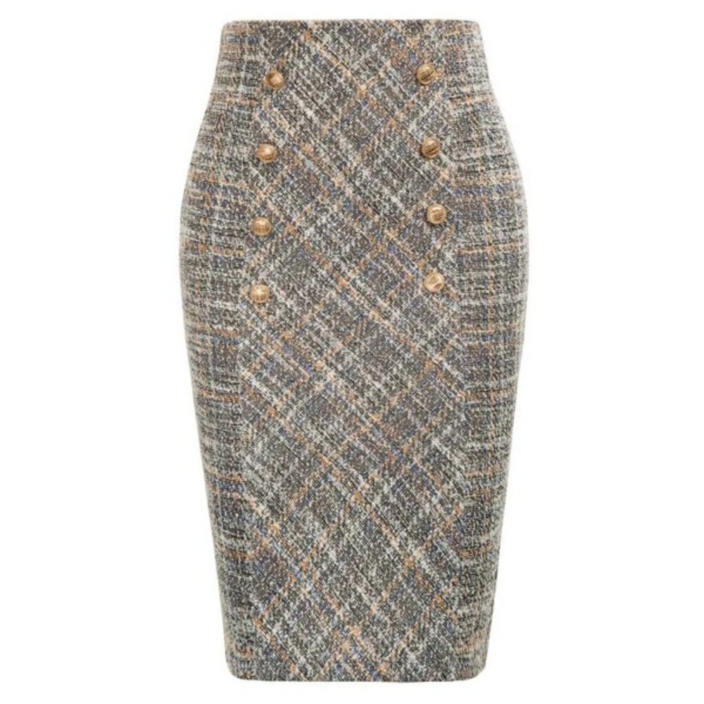 Women's Pencil Skirt Double Breasted Multicolor